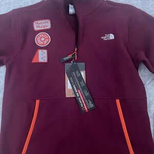 The North Face Maroon and Orange Fleece Jacket